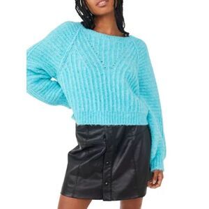 NWT FREE PEOPLE oversized pullover teal L